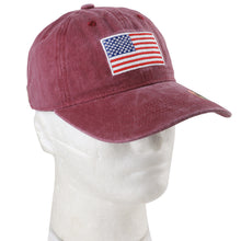 Load image into Gallery viewer, USA Flag Embroidered Baseball Cap - Burgundy