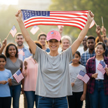 Load image into Gallery viewer, USA Flag Embroidered Baseball Cap - Pink