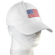 Load image into Gallery viewer, USA Flag Embroidered Baseball Cap - White