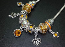 Load image into Gallery viewer, Birthstone Bracelet Multi-Color Charm Beads Silvertone