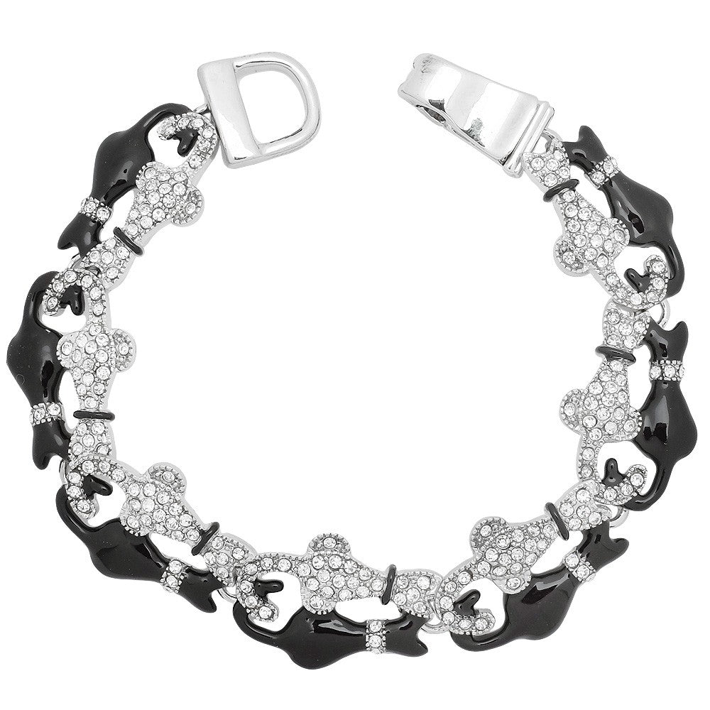 Black & White Cat Magnetic Closured Bracelet