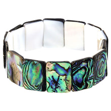 Load image into Gallery viewer, Green Abalone Shell Stretch Bracelet Rectangle