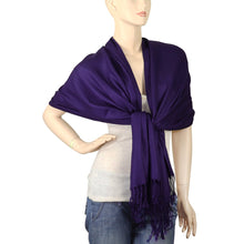 Load image into Gallery viewer, Women's Soft Solid Color Pashmina Shawl Wrap Scarf - Dark Purple