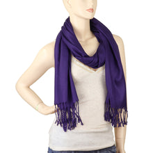 Load image into Gallery viewer, Women's Soft Solid Color Pashmina Shawl Wrap Scarf - Dark Purple