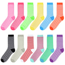 Load image into Gallery viewer, 12-Pack Women's Crew Socks - Striped